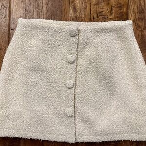 Tuckernuck Tweed Scarlet Cream Mini Skirt Retro Buttons Women's Size M
